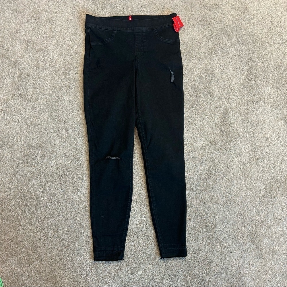 Spanx vintage black distressed denim leggings Sz M NWT new with tag